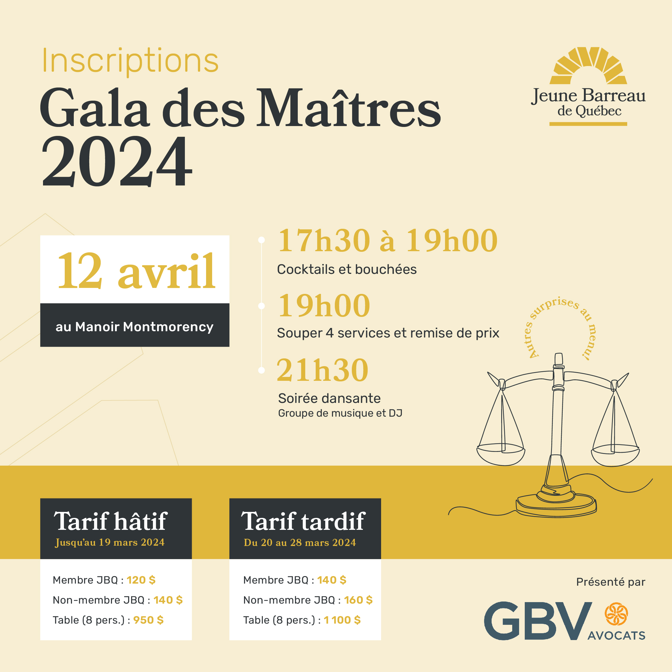 Inscription Gala des Maîtres 